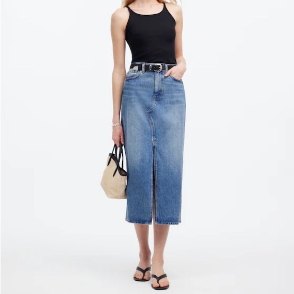 Madewell Blue Denim Midi Skirt